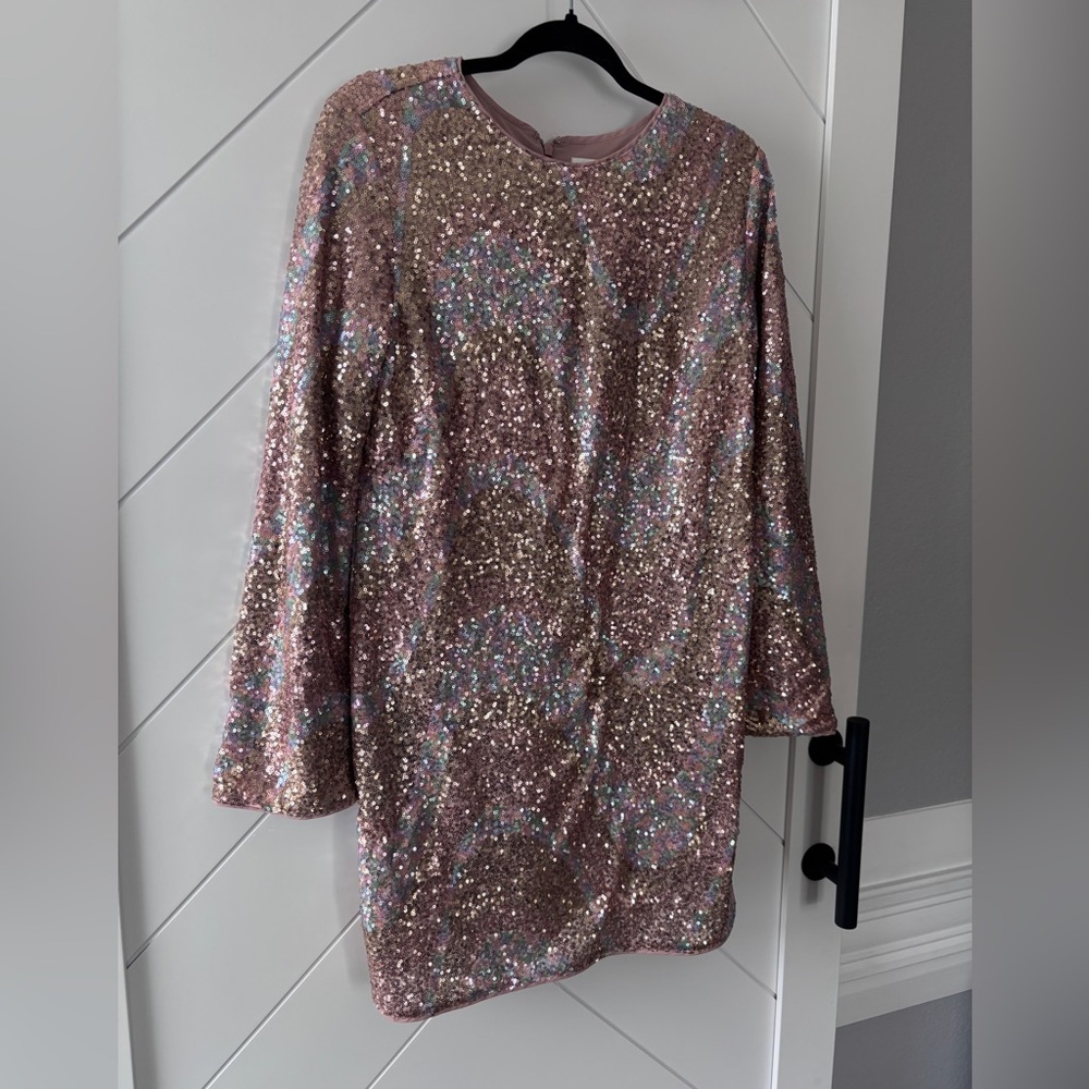 H&M Gold, pink, and blue Sequin Mini-Dress